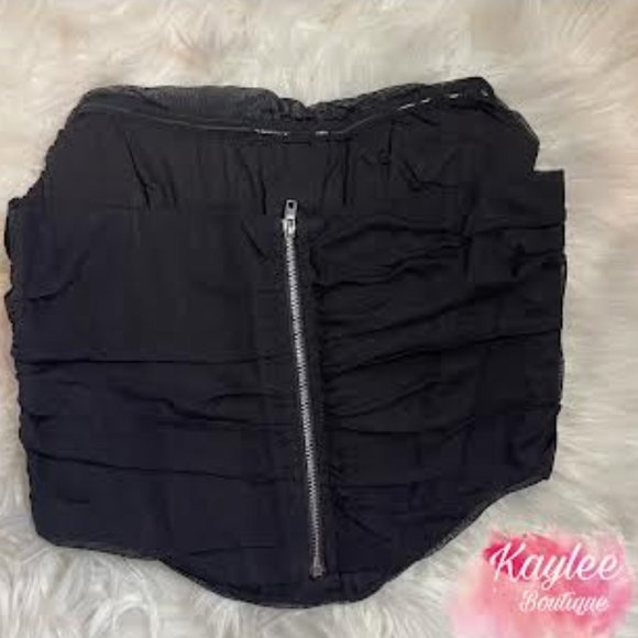 Black Strapless open back Zipper Blouse - Picture 2 of 2